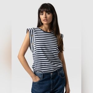 Saint + Sofia ROWAN TEE - NAVY STRIPE size S